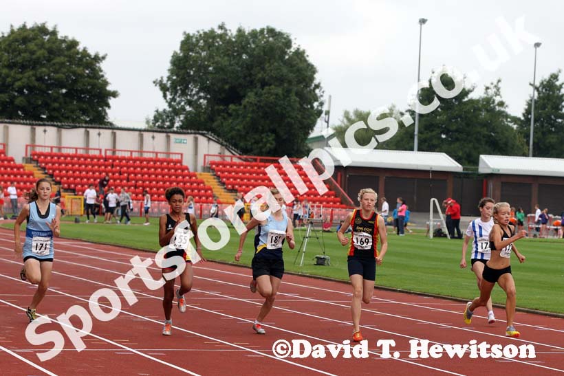 Girls under-13s 100 metres at the Gateshead Tartan Games Open.